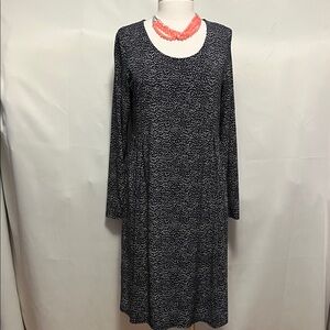 J. Jill Black & White Speckled Long Sleeve Dress